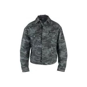 Balenciaga Grijze Camouflage Denim Jas , Gray , Heren , Maat: S