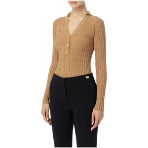 Elisabetta Franchi, Dames, Truien, Bruin, Maat: S Viscose,