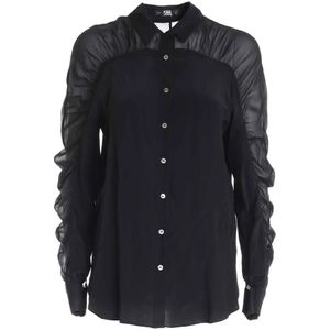 Karl Lagerfeld, Dames, Blouses & Shirts, Zwart, Maat: XS Zijde,