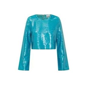 Ganni Paillettenblouse , Blue , Dames , Maat: L