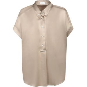 Brunello Cucinelli, Dames, Blouses & Shirts, Beige, Maat: L Zijde,
