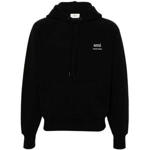 Ami Paris - Sweatshirt - Zwart - Katoen - Ademend Materiaal, Capuchon, Lange Mouwen