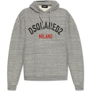 Dsquared2, Heren, Sweatshirts & Hoodies, Grijs, Maat: L Katoen,