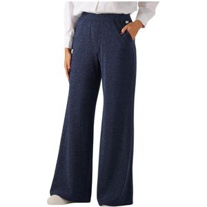 POM Amsterdam - Wide Leg Regular Waist Casual Broek - Donkerblauw - Met Glitter