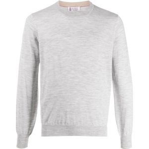 Brunello Cucinelli, Heren, Truien, Grijs, Maat: L Wol,