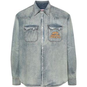Kenzo, Heren, Overhemden, Blauw, Maat: M Denim,