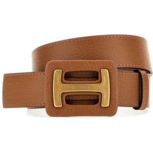 Hogan Bruine Leren Riemen , Brown , Dames , Maat: 85 CM