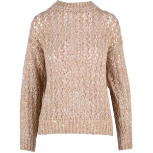 Eleventy, Dames, Truien, Beige, Maat: M Lame,