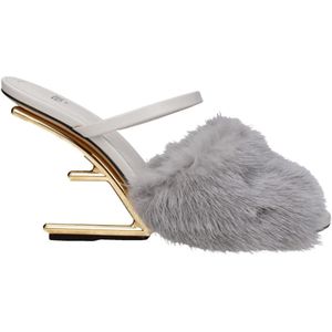 Fendi, Dames, Schoenen, Grijs, Maat: 38 EU Leer,