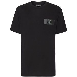 Plein Sport, Heren, Tops, Zwart, Maat: S Katoen,