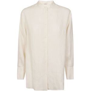 Zanone, Dames, Blouses & Shirts, Wit, Maat: S Linnen,