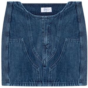Off White, Dames, Rokken, Blauw, Maat: XS Denim,