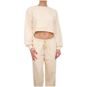Patrizia Pepe, Dames, Sweatshirts & Hoodies, Beige, Maat: S Katoen,