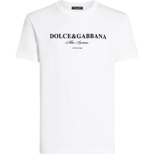 Dolce & Gabbana - Flocked Logo Print - T-shirt - Wit - Heren