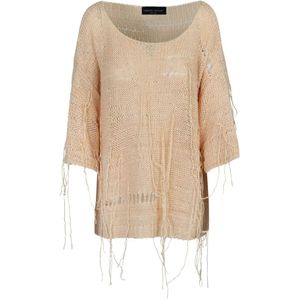 Roberto Collina, Dames, Truien, Beige, Maat: L Katoen,