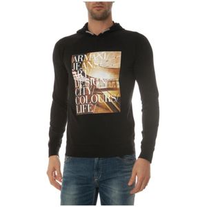 Armani Jeans, Heren, Sweatshirts & Hoodies, Zwart, Maat: L Katoen,