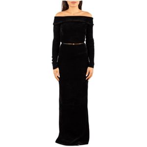 Elisabetta Franchi, Dames, Jurken, Zwart, Maat: S