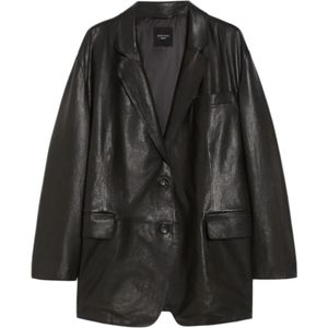 Weekend Max Mara, Dames, Jassen, Zwart, Maat: XS Leer,