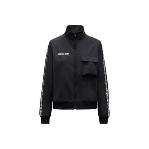 Moncler Zwarte Polyester Jas met Logo Detail , Black , Heren , Maat: S