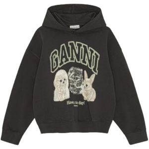 Ganni, Dames, Sweatshirts & Hoodies, Grijs, Maat: S/M Katoen,