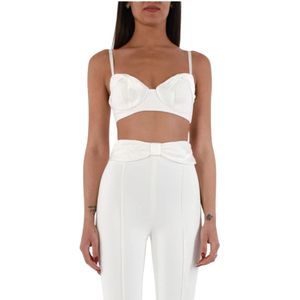 Elisabetta Franchi, Dames, Tops, Wit, Maat: M Satijn,