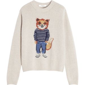 Maison Kitsuné, Dames, Truien, Beige, Maat: L Wol,