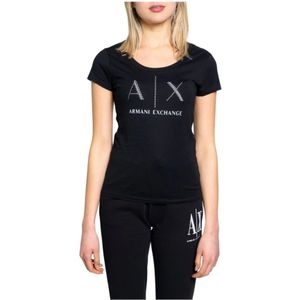 Armani Exchange, Dames, Tops, Zwart, Maat: XS Katoen,