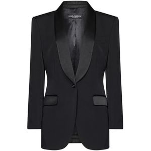 Dolce & Gabbana, Dames, Jassen, Zwart, Maat: M Zijde,