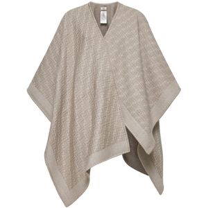 Fendi Beige Jacquard Wol Asymmetrische Poncho , Beige , Dames , Maat: ONE Size