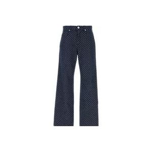 Balmain Geborduurde wide-leg denim jeans , Blue , Heren , Maat: W33