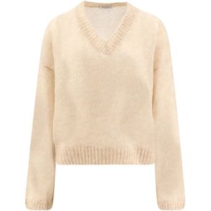 Brunello Cucinelli, Dames, Truien, Beige, Maat: XS Mohair,