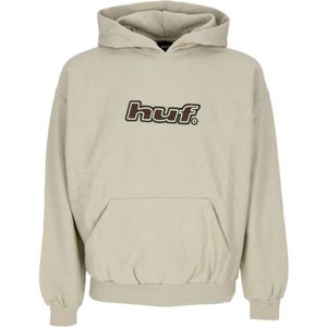 Huf - Hooded Fleece Sweater - Beige - Katoen - Logo Applique
