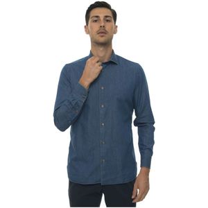 Luigi Borrelli Napoli, Heren, Overhemden, Blauw, Maat: XS Katoen,