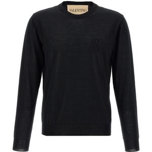 Valentino - Wollen Trui - Zwart - Met Geborduurd Logo
