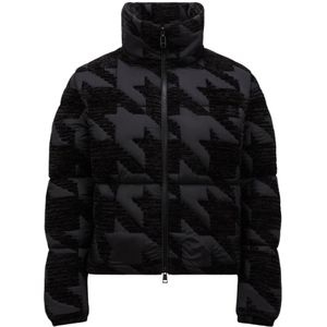 Moncler Korte donsjas met pied-de-poule patroon , Black , Dames , Maat: M