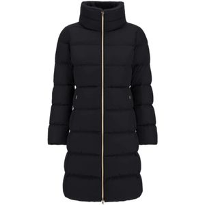 Herno, Dames, Mantels, Zwart, Maat: M Satijn,