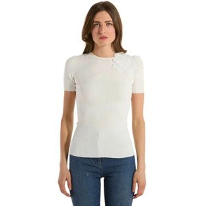 Elisabetta Franchi, Dames, Tops, Beige, Maat: L Zijde,