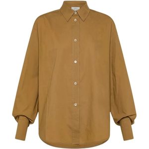 Forte Forte, Dames, Blouses & Shirts, Bruin, Maat: S Katoen,
