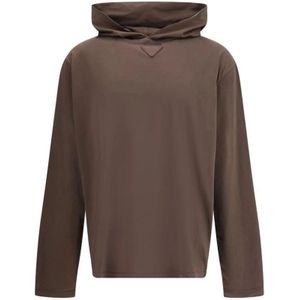 Prada, Heren, Sweatshirts & Hoodies, Bruin, Maat: XS Katoen,