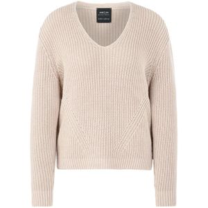 Marc Cain - V-hals Pullover Sweater - Beige - Dames - Duits Gebreid