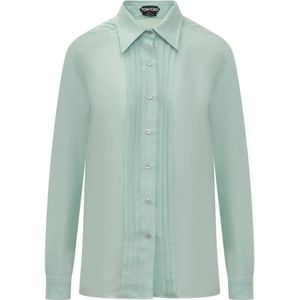 Tom Ford, Dames, Blouses & Shirts, Groen, Maat: 2XS Katoen,