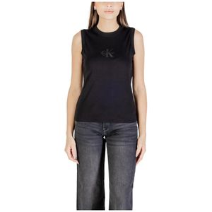 Calvin Klein Jeans, Dames, Tops, Zwart, Maat: S Katoen,