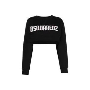Dsquared2 Zwarte Crewneck Sweatshirt voor Dames , Black , Dames , Maat: XS