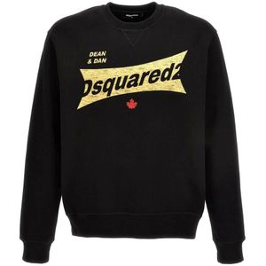 Dsquared2, Heren, Sweatshirts & Hoodies, Zwart, Maat: L Katoen,