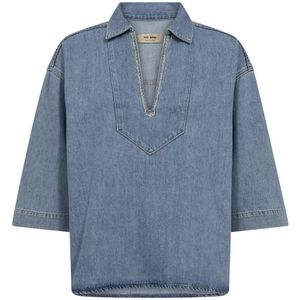MOS Mosh, Dames, Blouses & Shirts, Blauw, Maat: XS Denim,