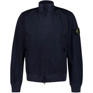 Stone Island, Heren, Jassen, Blauw, Maat: L Katoen,