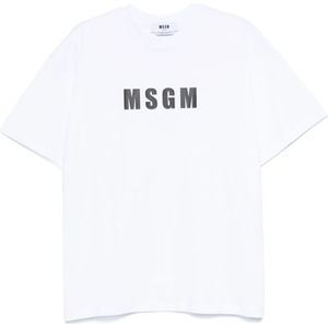 Msgm, Heren, Tops, Wit, Maat: L Katoen,
