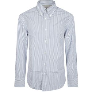 Brunello Cucinelli, Heren, Overhemden, Blauw, Maat: L Katoen,