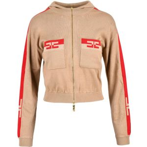 Elisabetta Franchi, Dames, Sweatshirts & Hoodies, Beige, Maat: M Viscose,