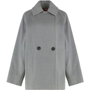 Max Mara Studio, Dames, Mantels, Grijs, Maat: M Wol,